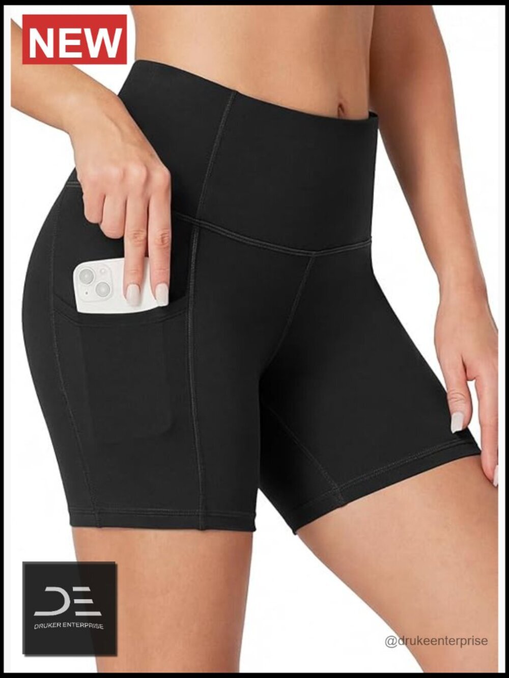 High Waisted Tummy Control Biker Shorts with Pockets 5" Inseam